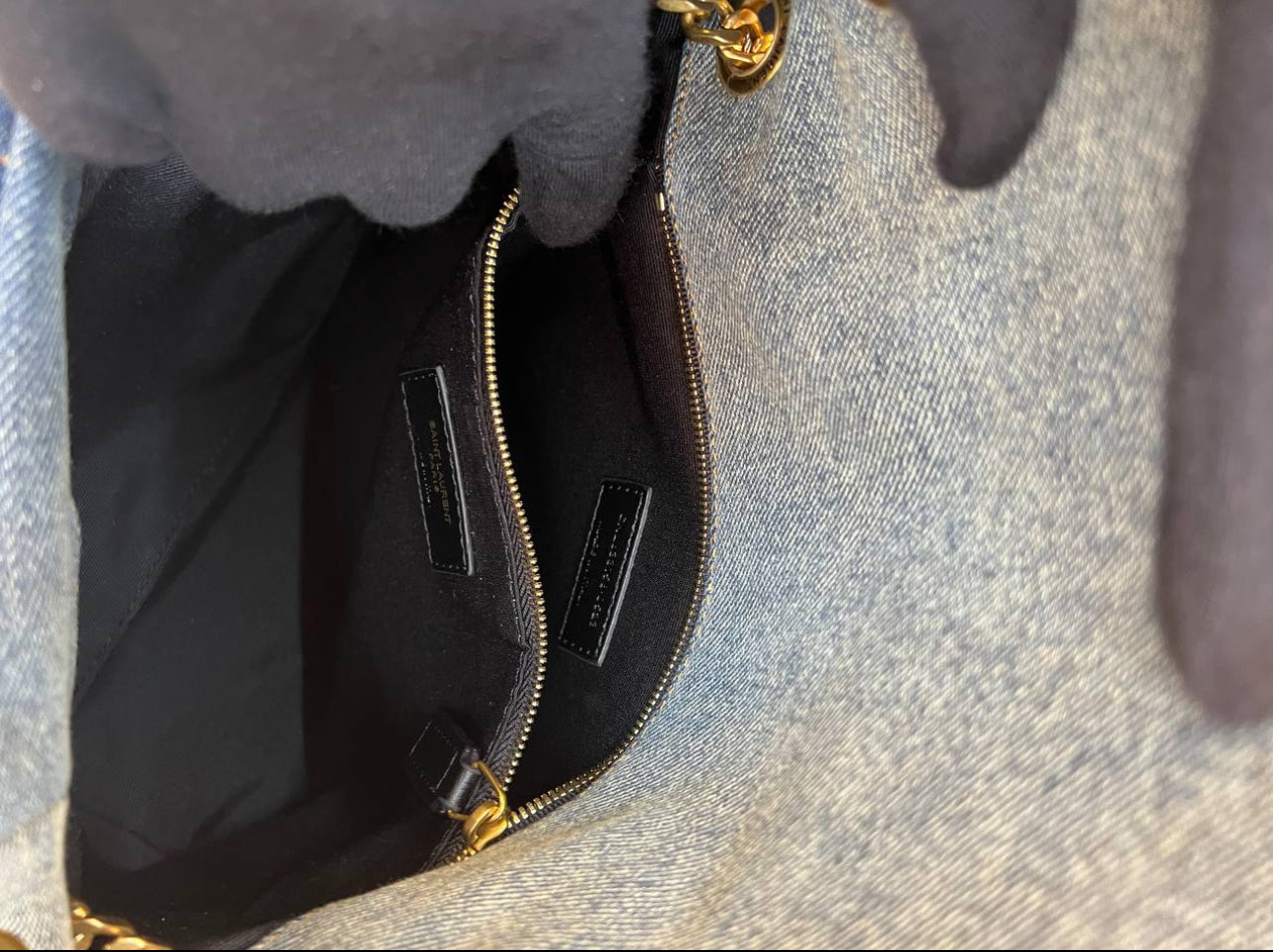 Saint Laurent Puffer Denim Shoulder bag Large Size