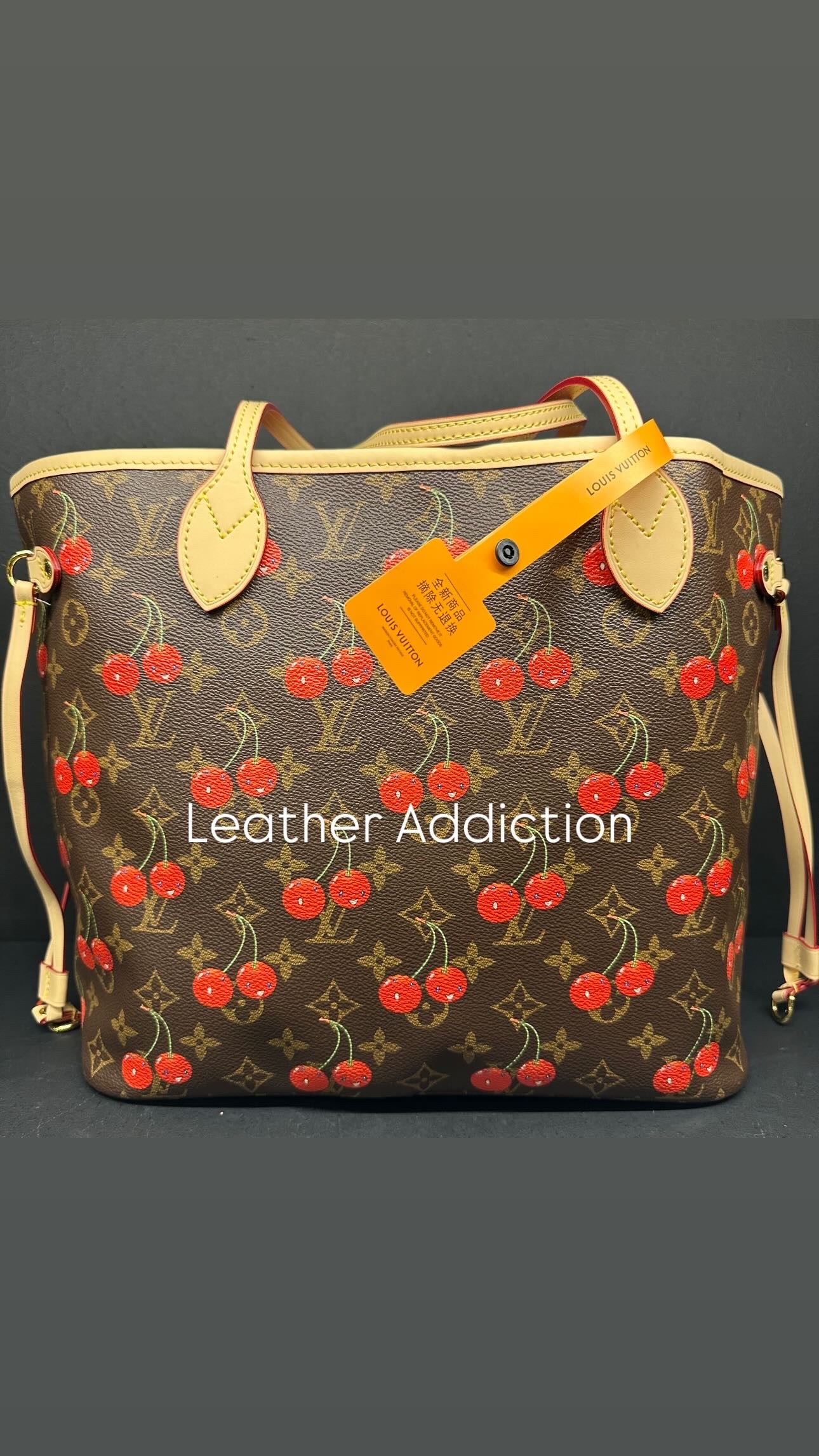 Louis Vuitton X Takashi Murakami Neverfull MM Cherry Brown Monogram