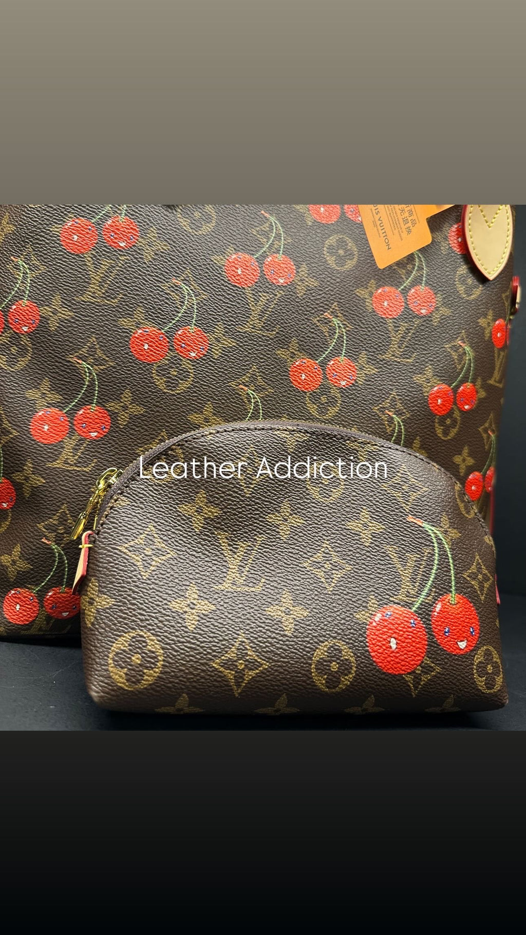 Louis Vuitton X Takashi Murakami Neverfull MM Cherry Brown Monogram