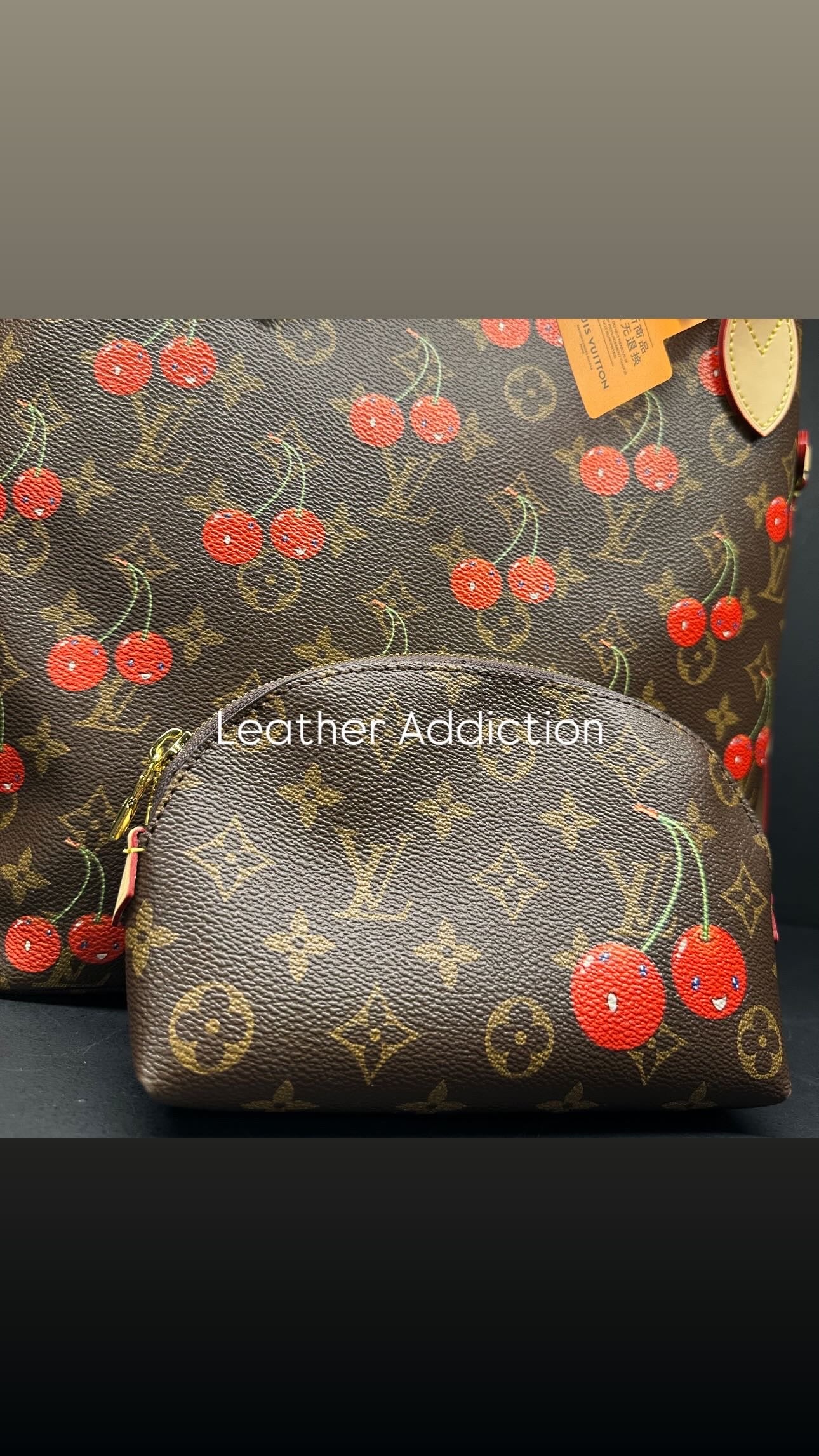 Louis Vuitton X Takashi Murakami Neverfull MM Cherry Brown Monogram