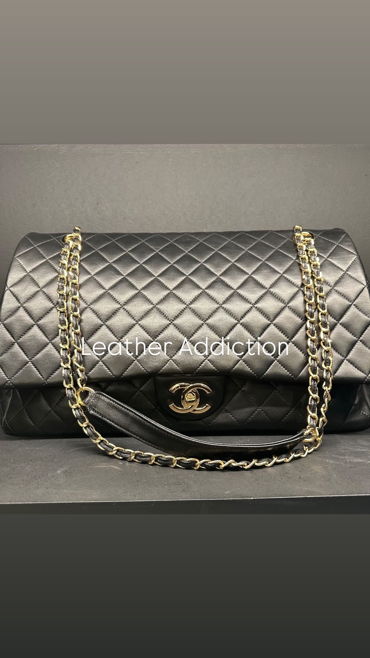 CHANEL Calfskin Travel  Flap Bag Black